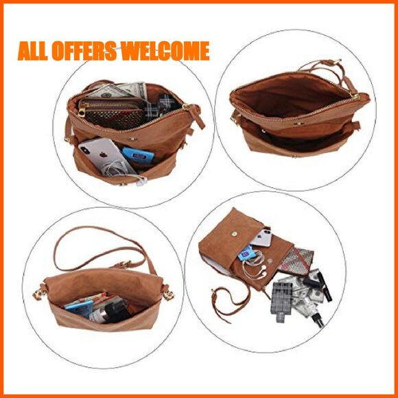 Vegan Leather Crossbody Bag with Adjustable Strap, Perfect for Daily Use - Picture 6 of 8